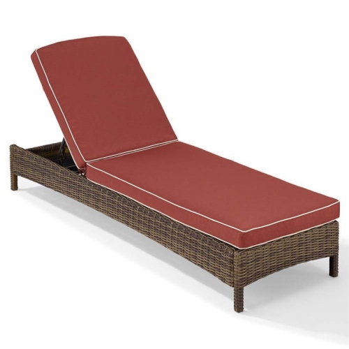 PEMBERLY ROW  Wicker Patio Chaise Lounge In And Sangria In Brown