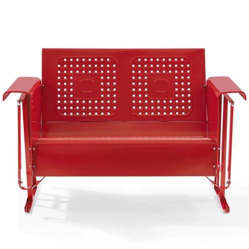 Crosley Bates Metal Gliding Patio Loveseat in Red