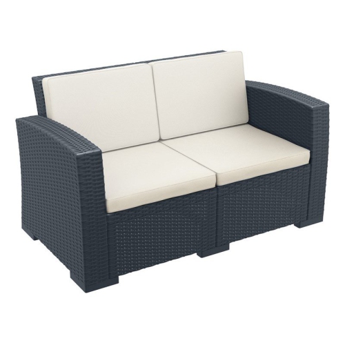 Compamia Monaco Outdoor Loveseat in Dark Gray with Cushion