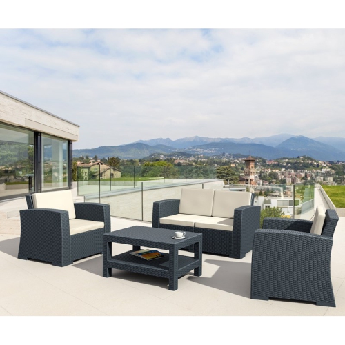 Compamia Monaco Outdoor Loveseat in Dark Gray with Cushion