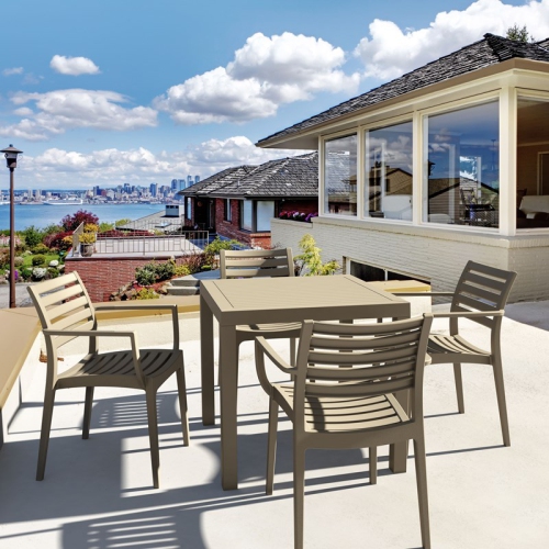 Compamia Artemis 5 Piece Square Resin Patio Dining Set in Taupe