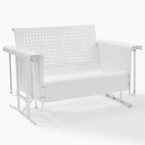 Crosley Bates Metal Gliding Patio Loveseat in White
