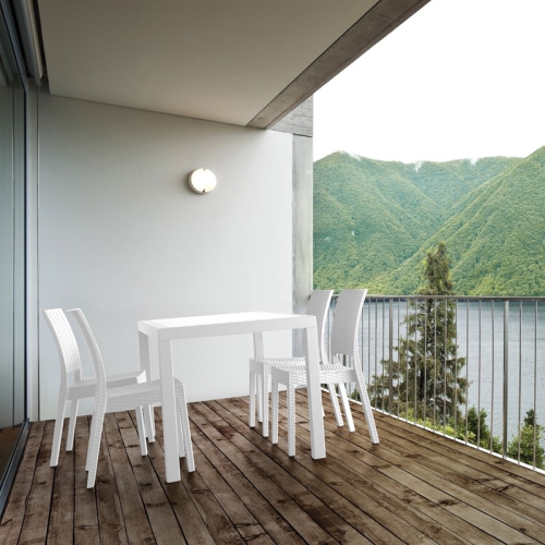 COMPAMIA  Orlando 5 Piece Square Wickerlook Patio Dining Set In In White