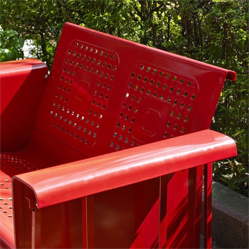 Pemberly Row Metal Gliding Patio Loveseat in Red