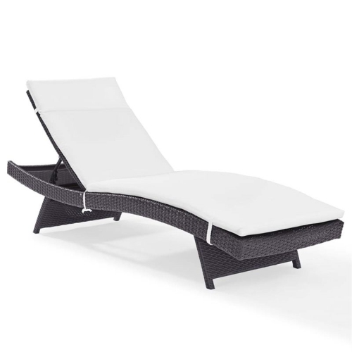 Crosley Biscayne Patio Chaise Lounge in Brown and White