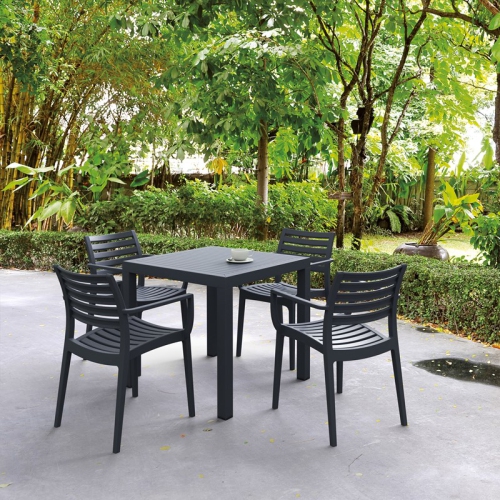 COMPAMIA  Artemis 5 Piece Square Resin Patio Dining Set In Dark In Gray