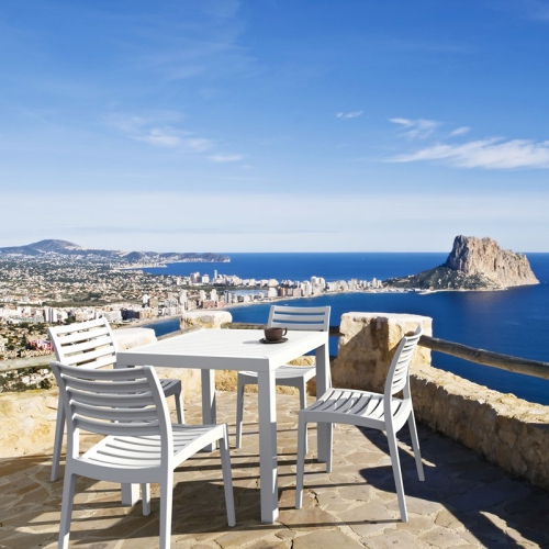 COMPAMIA  Ares 5 Piece Square Resin Patio Dining Set In In White