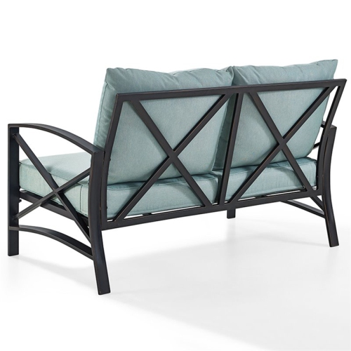 Crosley Kaplan Metal Patio Loveseat in Oil Bronze and Mist