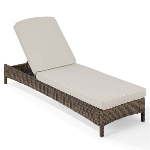 CROSLEY FURNITURE Crosley Bradenton Wicker Patio Chaise Lounge In Brown And Sand