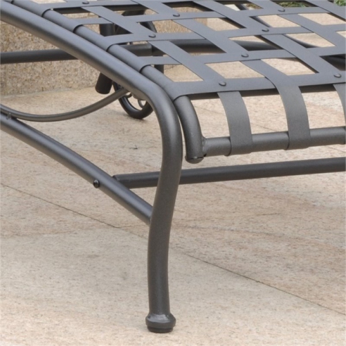 Bowery Hill Iron Patio Chaise Lounge in Antique Black