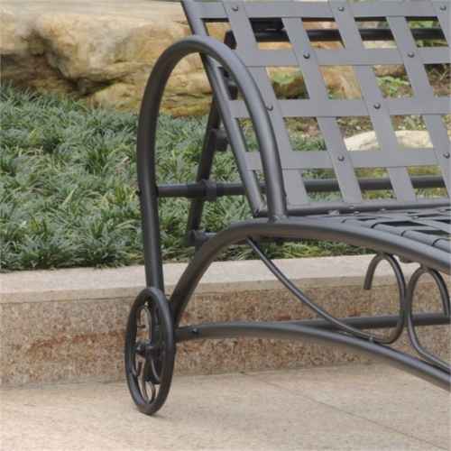 Bowery Hill Iron Patio Chaise Lounge in Antique Black