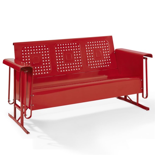 CROSLEY FURNITURE Crosley Bates Metal Gliding Patio Sofa In Red