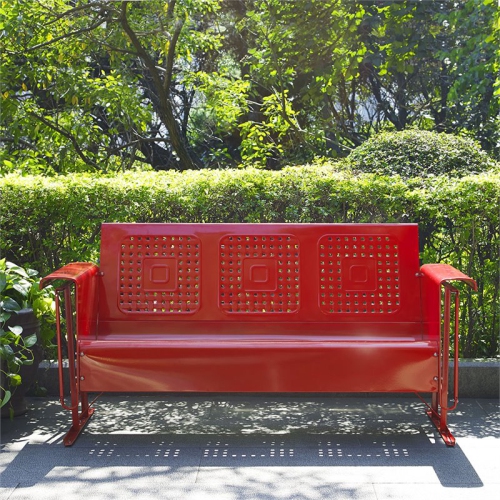 Crosley Bates Metal Gliding Patio Sofa in Red