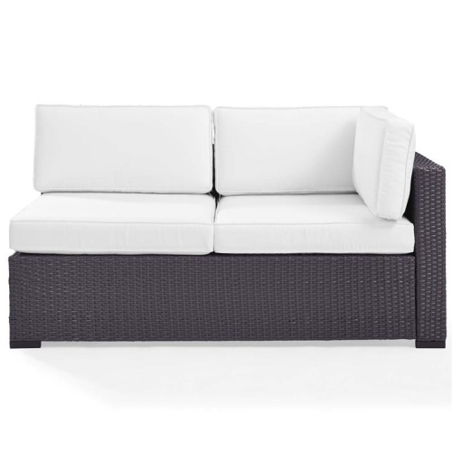 Crosley – Causeuse de patio en osier Biscayne, brun et blanc