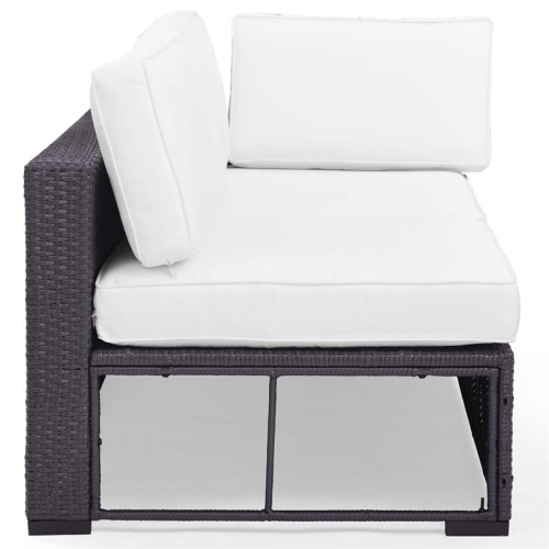 Crosley – Causeuse de patio en osier Biscayne, brun et blanc