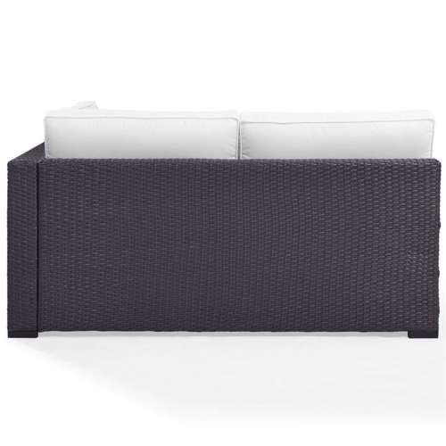 Crosley – Causeuse de patio en osier Biscayne, brun et blanc