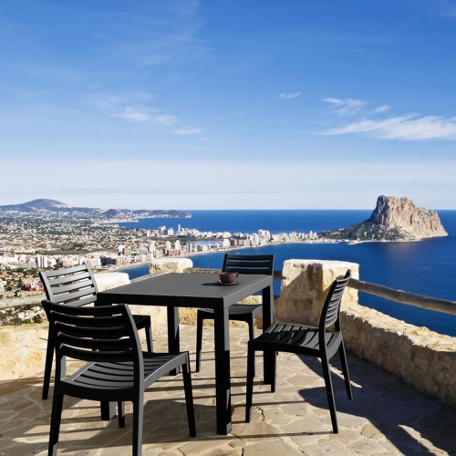 COMPAMIA  Ares 5 Piece Square Resin Patio Dining Set In Dark In Gray