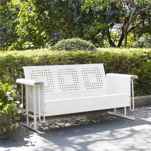 Crosley Bates Metal Gliding Patio Sofa in White