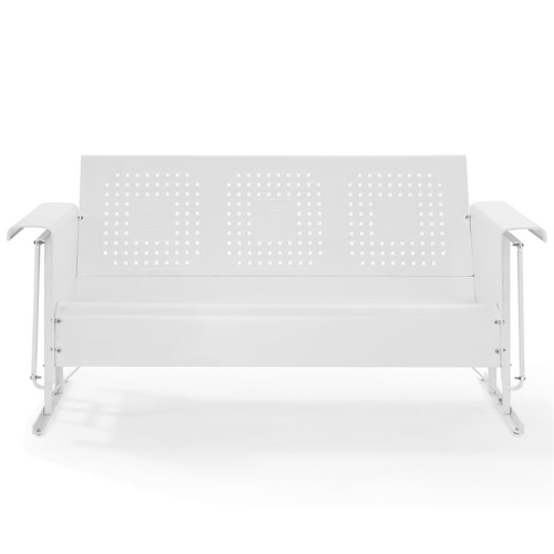 Crosley Bates Metal Gliding Patio Sofa in White