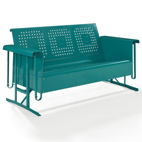 CROSLEY FURNITURE  Bates Modern Styled Finish Metal Gliding Patio Sofa In Green