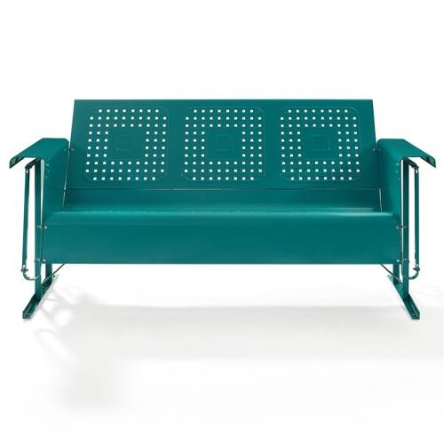 Crosley Bates Modern styled Green Finish Metal Gliding Patio Sofa