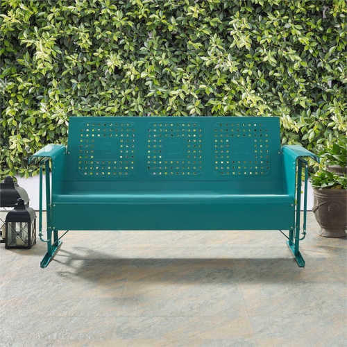 Crosley Bates Modern styled Green Finish Metal Gliding Patio Sofa