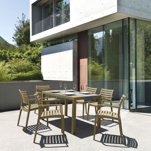COMPAMIA  Artemis 7 Piece Patio Dining Set In Taupe