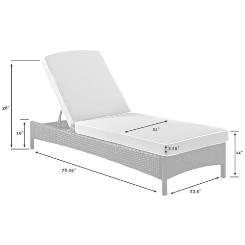 Pemberly Row Patio Wicker Chaise Lounge with Sand Cushions