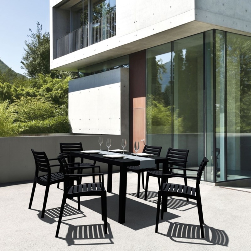 COMPAMIA  Artemis 7 Piece Resin Patio Dining Set In In Black