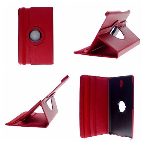 TopSave 360 Rotating PU Leather Tablet Case For Samsung Tab S 8.4"(2014) T700, Red