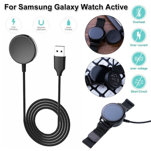 Wireless Magnetic Fast Charging Dock Smart Watch Charger Cable for Samsung Galaxy Watch Active 1 2, Black