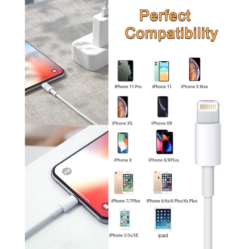 [3 Packs](3.3Ft / 1m) iPhone Charging Charger Cord Lightning to USB Cable for iPhone AirPods iPod iPad, Black