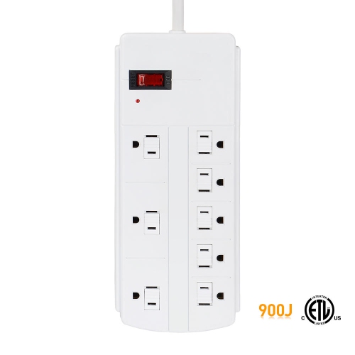 8-Outlet Surge Protector Power Strip with 3.28ft Cord 125V/15A/1875W