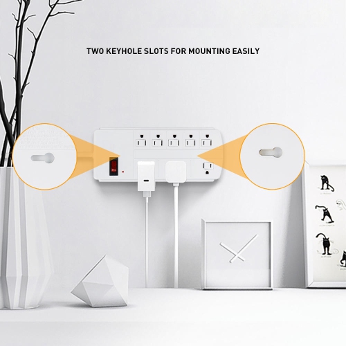 8-Outlet Surge Protector Power Strip with 3.28ft Cord 125V/15A/1875W