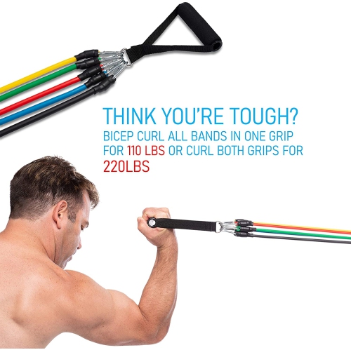 Bandes - Ensemble d'exercices d'entraînement et de bandes de résistance - Tubes d'entraînement empilables jusqu'à 110 lb pour les sports d'intérieur