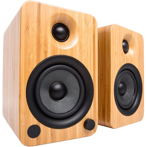 KANTO  - Yu4Bamboo 70W (Rms Power) 2-Way Powered Bookshelf Speakers (Pair) Bamboo
