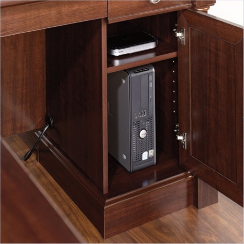 Bowery Hill Contemporary Wood L-Shaped Computer Desk in Cherry