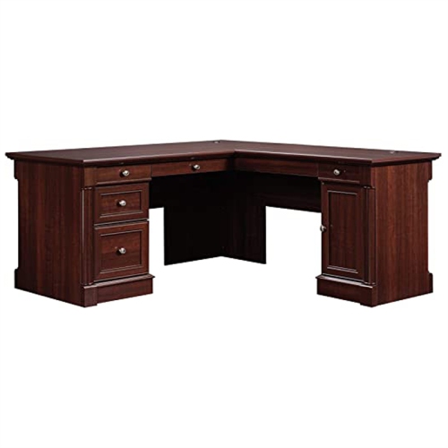 Bowery Hill Contemporary Wood L-Shaped Computer Desk in Cherry