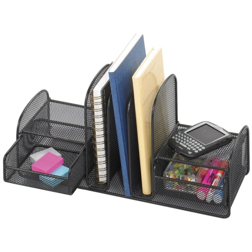 Pemberly Row Black Mesh Multi-Purpose Desk Organizer