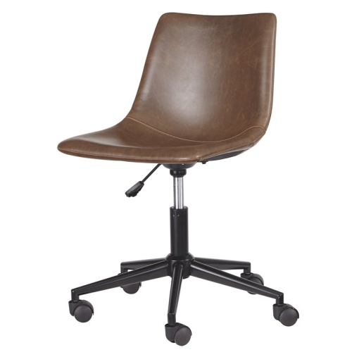 ASHLEY FURNITURE  Faux Leather Home Office Swivel Desk Chair In Brown