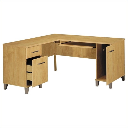 Scranton & Co 60" L-Shape Wood Computer Desk in Maple Cross