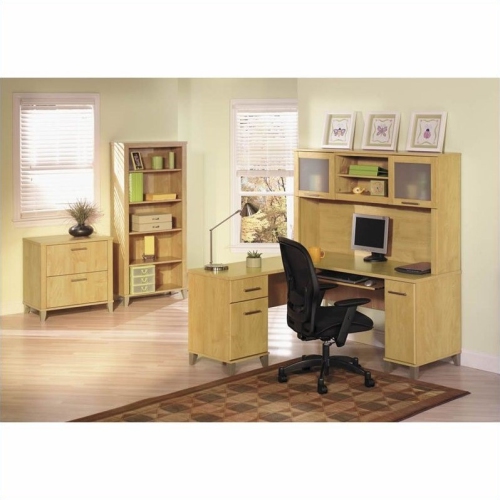 Scranton & Co 60" L-Shape Wood Computer Desk in Maple Cross