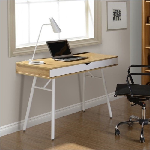 ALLORA  Workstation With Cord Management And Storage In Pine