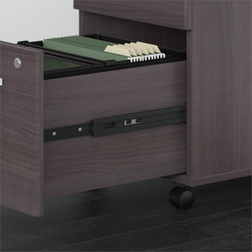 Studio C 60W L Shaped Desk with Drawers in Storm Gray - Engineered Wood