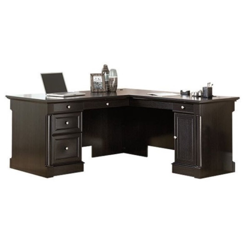 Bowery Hill Contemporary Wood L-Shaped Computer Desk in Wind Oak
