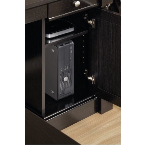 Bowery Hill Contemporary Wood L-Shaped Computer Desk in Wind Oak