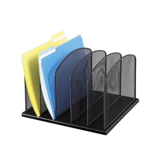 Scranton & Co Black Mesh Desk Organizer with 5 Upright Sections