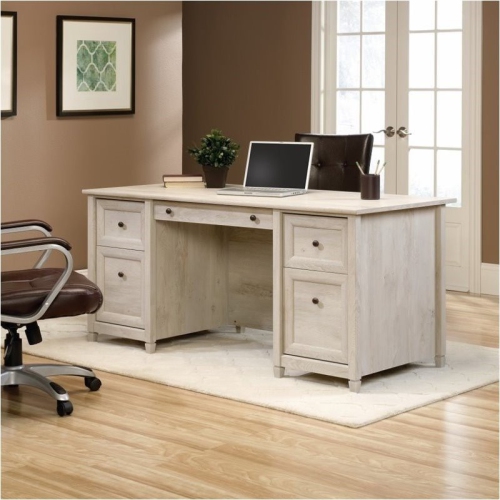 Pemberly Row Executive Desk in Chalked Chestnut