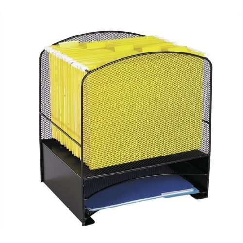 Scranton & Co Black Mesh Desk Organizer with 2 Horizontal Sorters