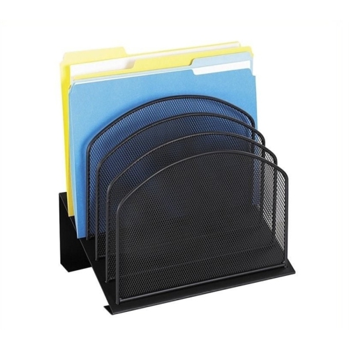 Scranton & Co Black Mesh Desk Organizer with 5 Slanted Sections